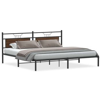 Estructura De Cama Sin Colchón Roble Marrón 193x201 Cm Vidaxl