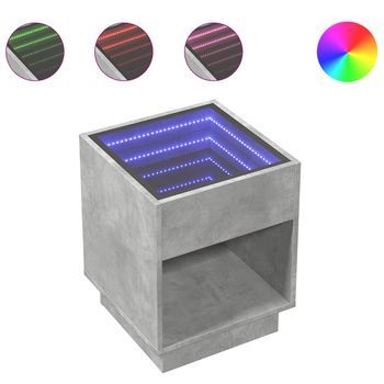 Mesa De Centro Con Infinity Led Gris Hormigón 40x40x50 Cm Vidaxl