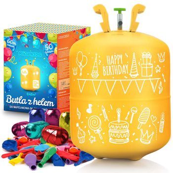 Cilindro De Helio De 0,42m3 Con Globos Y Cinta Ricokids