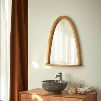 Espejo de baño de madera de mindi de 68x55 cm