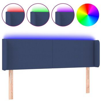 Cabecero Con Led De Tela Azul 147x16x78/88 Cm Vidaxl