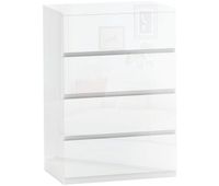 homcom comoda con 4 cajones comoda de dormitorio moderna con diseno anti-vuelco cajonera para salon pasillo 55x33x80 cm blanco brillo
