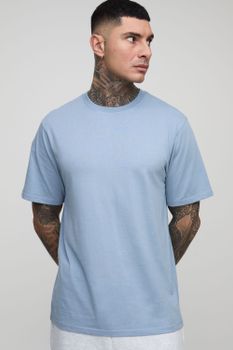 Camiseta Tall Básica Regular Con Cuello De Caja, Azul