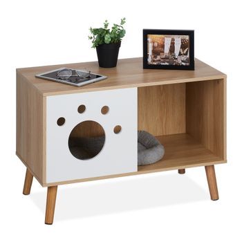 Armario Para Gatos Con Entrada - White/light Brown - 10x86x47cm