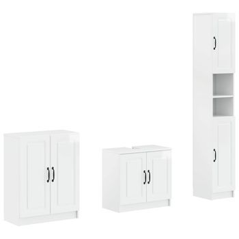 Juego De Armarios De Baño De 3 Piezas Utrecht Blanco Brillante Vidaxl