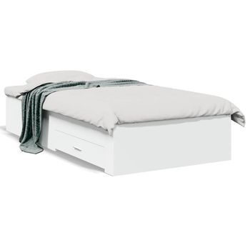 Cama Para Adulto | Cama Individual | Cama Con Cajones Madera De Ingeniería Blanco 100x200 Cm