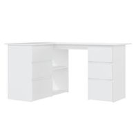 escritorio - mesa de ordenador de esquina madera contrachapada blanco 145x100x76 cm