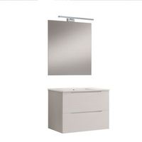 kibath mueble de bano con lavabo espejo y aplique led boreal 60x45 cm acabado blanco mate 2 cajones suspendido
