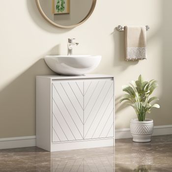 Mueble Bajo Lavabo De Melamina Mdf Homcom 60x30x59,8 Cm Blanco