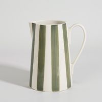 jarra de ceramica blanca y verde 18l