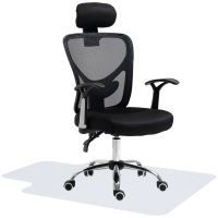 homcom conjunto de 1 silla de oficina y alfombra protectora de suelo
