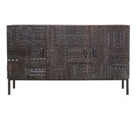 aparador madera de mango y patas de metal en nogal oscuro 85x40x150 cm - giner y colomer