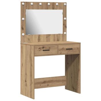 Mesa Tocador | Mesa De Maquillaje Con Cajón Roble Artesanal 78,5 X 41 X 135 Cm