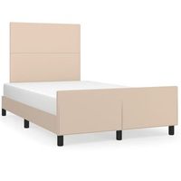 cama matrimonial  cama para adultos  estructura de cama cabecero cuero sintetico capuchino 120x200cm