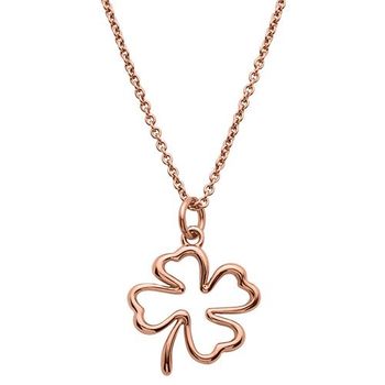 Cadena con Colgante Trébol Acero Inoxidable Oro Rosa