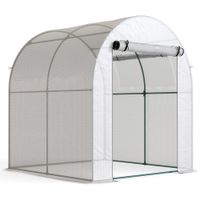 outsunny invernadero de jardin de tunel pequeno con puerta enrollable y ventana de malla 180x180x200 cm blanco   aosom espana