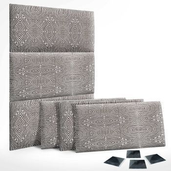 Dhome Juego De 6 Paneles Tapizados De Tela De Lujo Pack Autoadhesivos Para Pared Acústicos Absorbentes Protección (tribal, 50x50cm, X6)