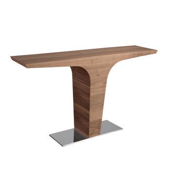 Consola Rectangular Nogal Y Base Acero Cromado Angel Cerdá 3030 150x35x80