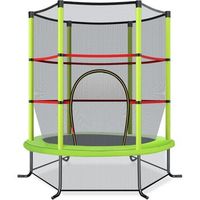 cama elastica para ninos con red de seguridad y almohadilla para muelles costway 165 x 165 x 161 cm verde