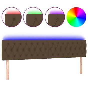 Cabecero Con Led De Tela Marrón Oscuro 180x7x78/88 Cm