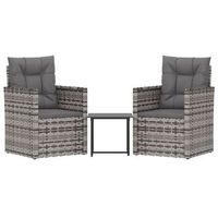 muebles de jardin con cojines 3 uds  mesa y sillas ratan sintetico gris