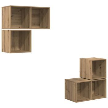 Conjunto De Mueble De Tv 4 Uds. Roble Artisan Vidaxl