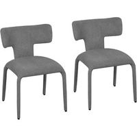 2 sillas de comedor con estructura metalica asiento y respaldo acolchados en lino de colores color gris