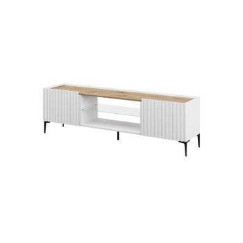 Mueble Tv Nora Blanco Y Madera Natural