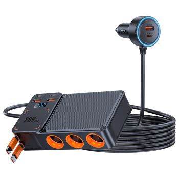 C39-L 289W 1 a 11 3 enchufes divididos para encendedor de coche, cargador múltiple para coche, viene con cables USB-C re