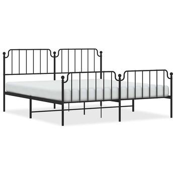 Cama Matrimonial | Cama Para Adultos | Estructura De Cama Cabecero Y Pie De Cama Metal Negro 183x213cm Cfw450660
