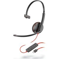 poly blackwire c3210 auricular monoaural usb-c para centro de llamadas