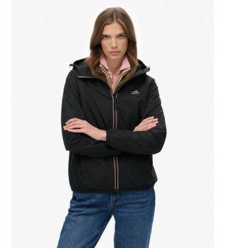 Superdry para mujer. W5011986A Chaqueta cortavientos Essential Tri negro (XS), Casual, Poliéster