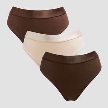 Tanga de talle medio para mujer de MP (paquete de 3) - Chocolate intenso/marrón/crema cálido - XS
