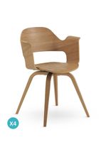 pack de 4 sillas madera contrachapado roble