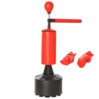 homcom saco de boxeo de pie con bola de velocidad y barra giratoria de 360 punching para adultos y ninos 88x48x155-205 cm negro y rojo   aosom espana