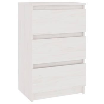 Mesita De Noche Madera Maciza De Pino Blanca 40x29,5x64 Cm Vidaxl
