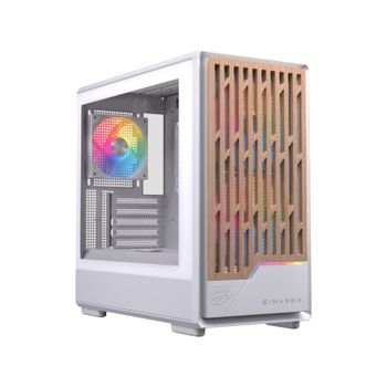 Torre PC Einarex PULSE PM400 RGB White compacta, madera, soporte 9 ventiladores, líquida 240mm