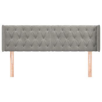 Cabecero Cama Mueble De Dormitorio De Terciopelo Claro 163 X 16 X 78/88 Cm Gris M02_0008109