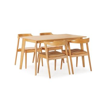 Juego de mesa 140x80 cm y 4 sillas de comedor venus color roble