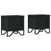 juego de 2 mesitas de noche - mesillas madera contrachapada negro 40x30x40 cm mc5684