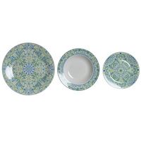 vajilla set 18 porcelana 27x27x3 azulejos verde