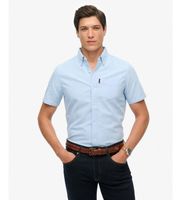 superdry para hombre m4010623a camisa oxford de manga corta azul l casual algodon