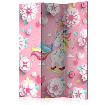 Biombo - Unicorn On Flowerbed (135x172 Cm)