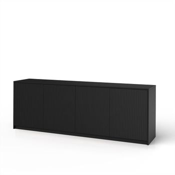Aparador de 4 puertas en melamina y mdf negro