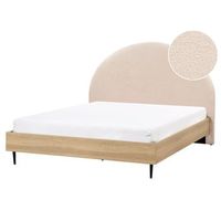 cama moderna con cabecero tapizado de boucle beige 160 x 200 cm millay