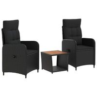 conjunto de sofas de jardin 3 uds negro vidaxl