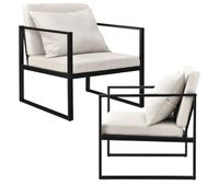 set de 2x sillones de comedor ragusa textil y hierro - 70 x 60 x 60 cm - color arena encasa
