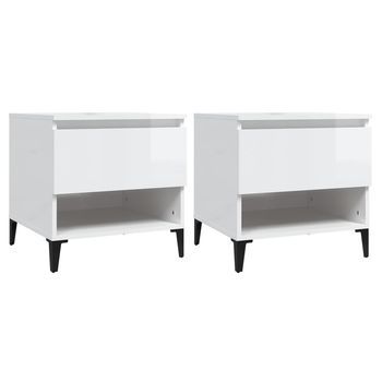 Mesas Auxiliares 2 Uds Contrachapada Blanco Brillo 50x46x50 Cm Vidaxl