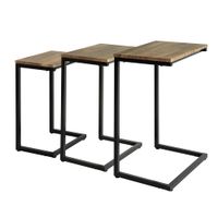 juego de 3 mesas auxiliares para salon madera color natural
