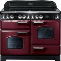 rangemaster classic deluxe 110 electric ceramic range cooker - cranberry  chrome cranberry